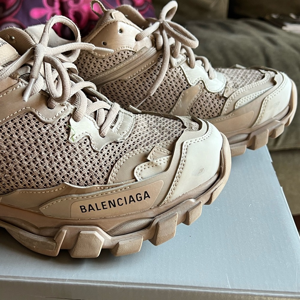 BALENCIAGA Track 3.0 Distressed Mesh Sneakers US 9, IT 39 Beige Tan Womens